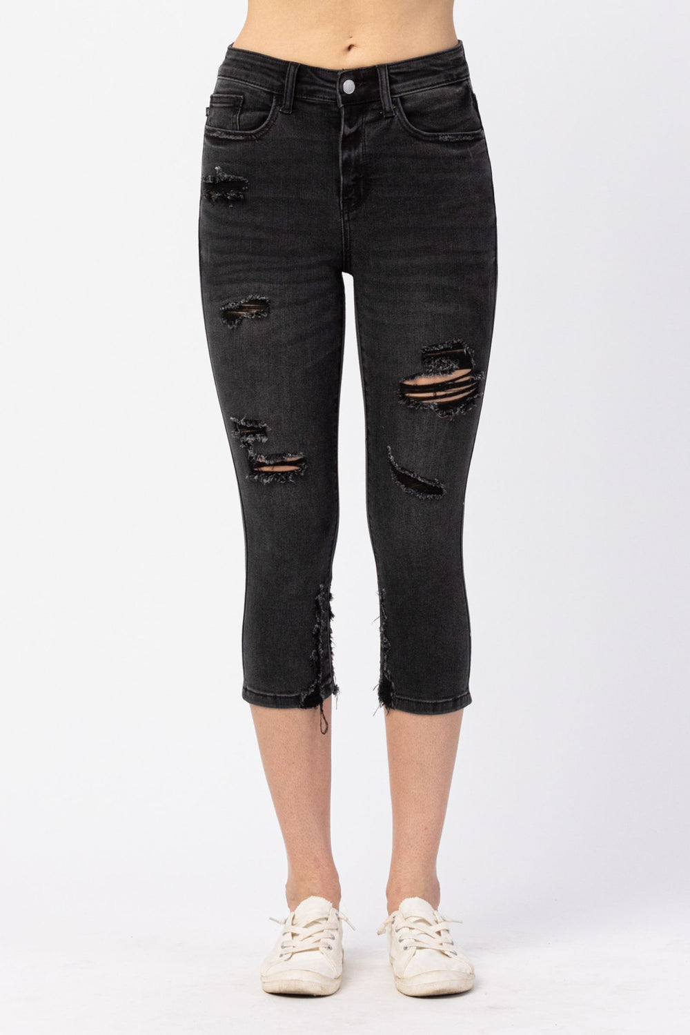 HW Destroyed Black Skinny Capri