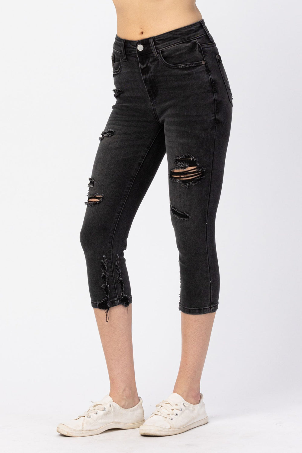 HW Destroyed Black Skinny Capri