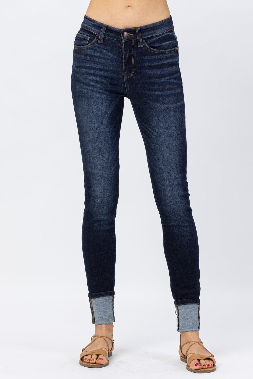 Jean HW Basic Long Inseam Cuffed Skinny