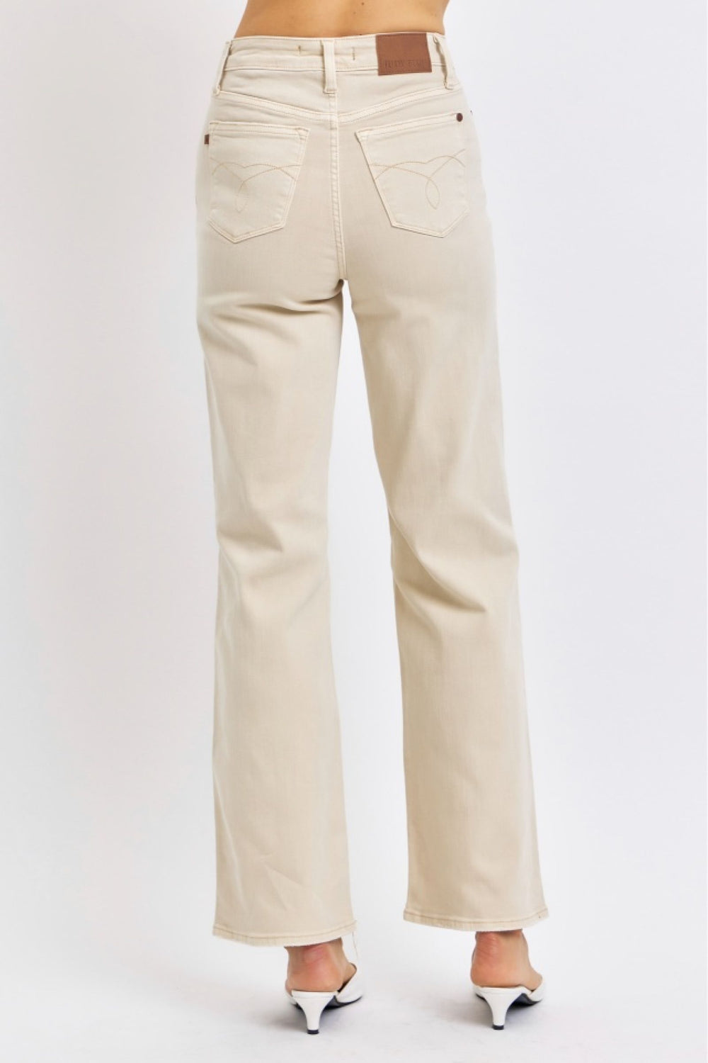 Tabitha HW Khaki 90s Straight Destroyed Jeans