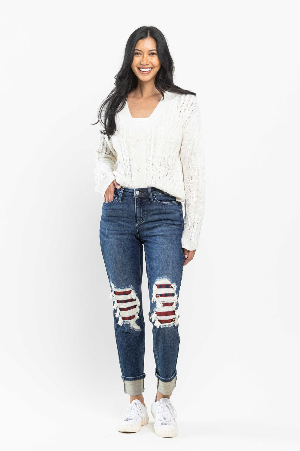 Charlotte MR Buffalo Plaid Boyfriend Jean