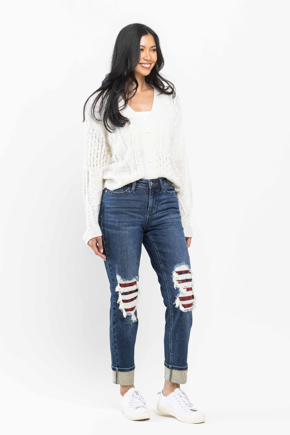 Charlotte MR Buffalo Plaid Boyfriend Jean