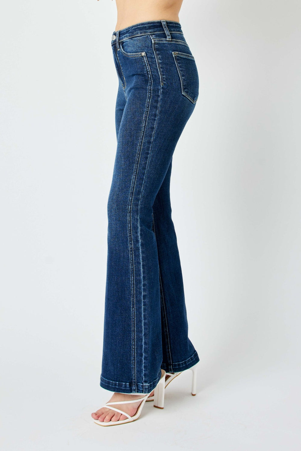 Calista HW Angled Side Seam Flare Jean