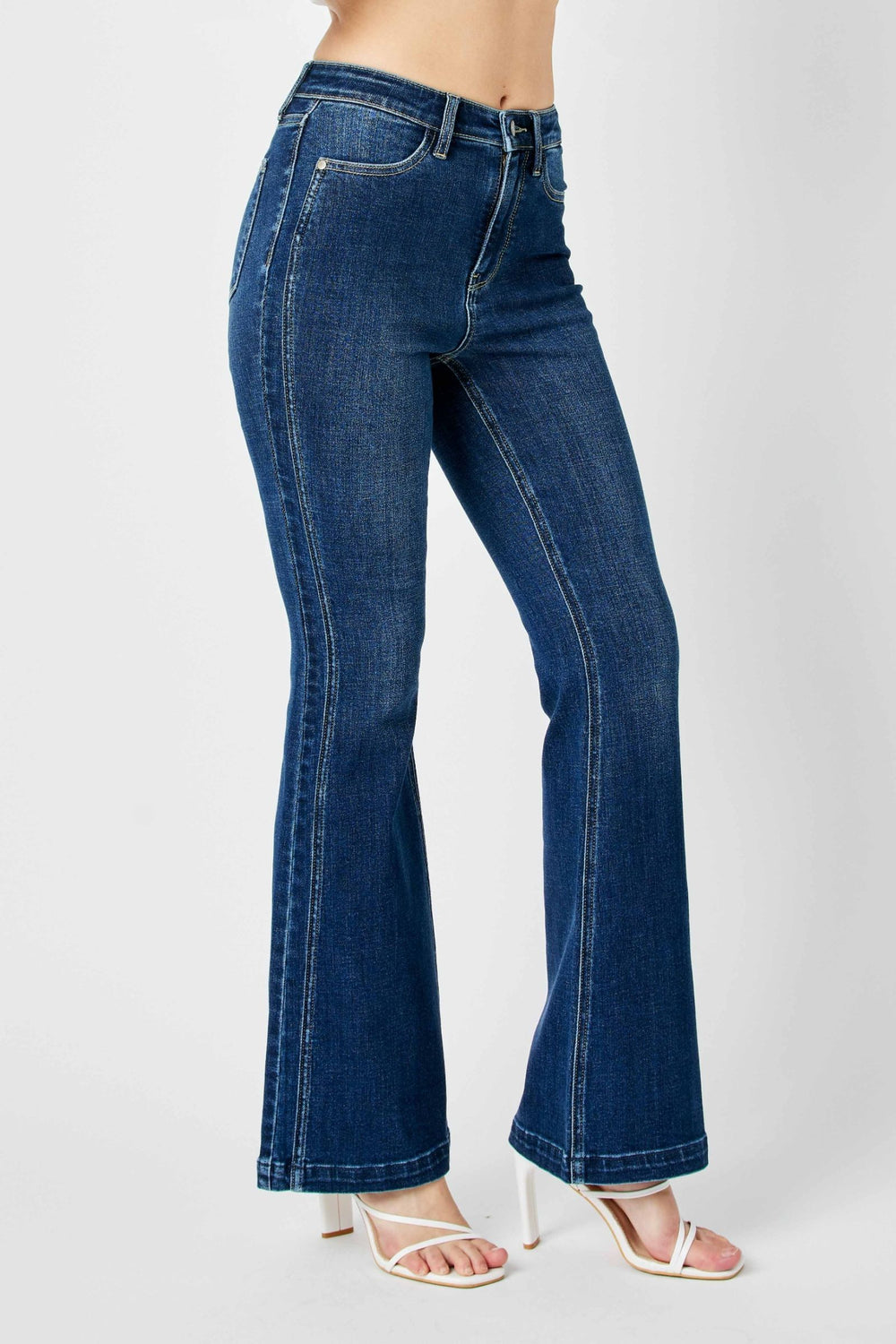 Calista HW Angled Side Seam Flare Jean