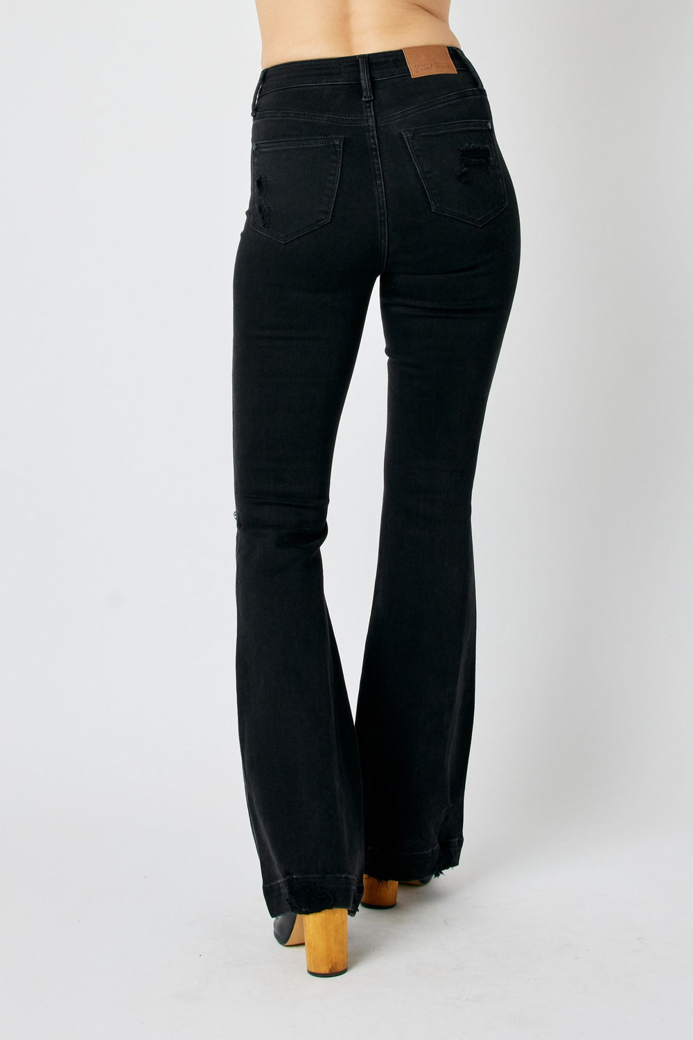 HW Black Distressed Tummy Control Flare