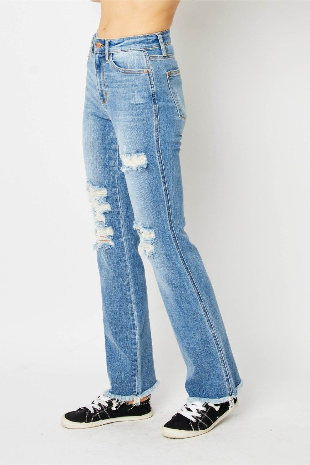 Frannie HW Fray Hem Bootcut Destroyed