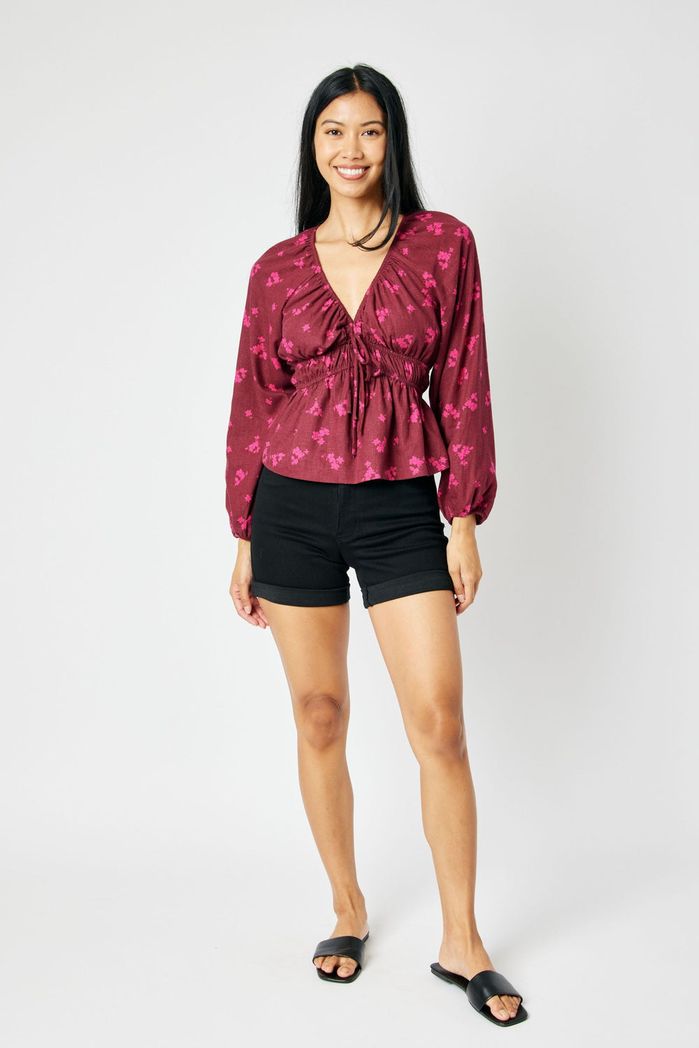 Hi Waist Black Tummy Control Cuffed Shorts