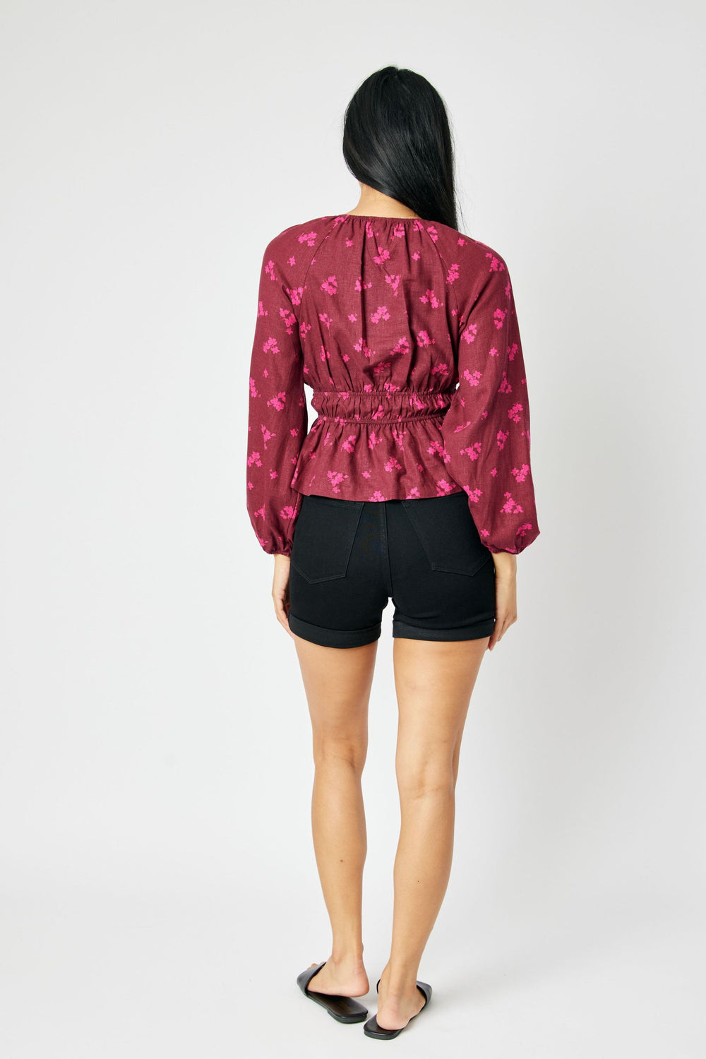 Hi Waist Black Tummy Control Cuffed Shorts