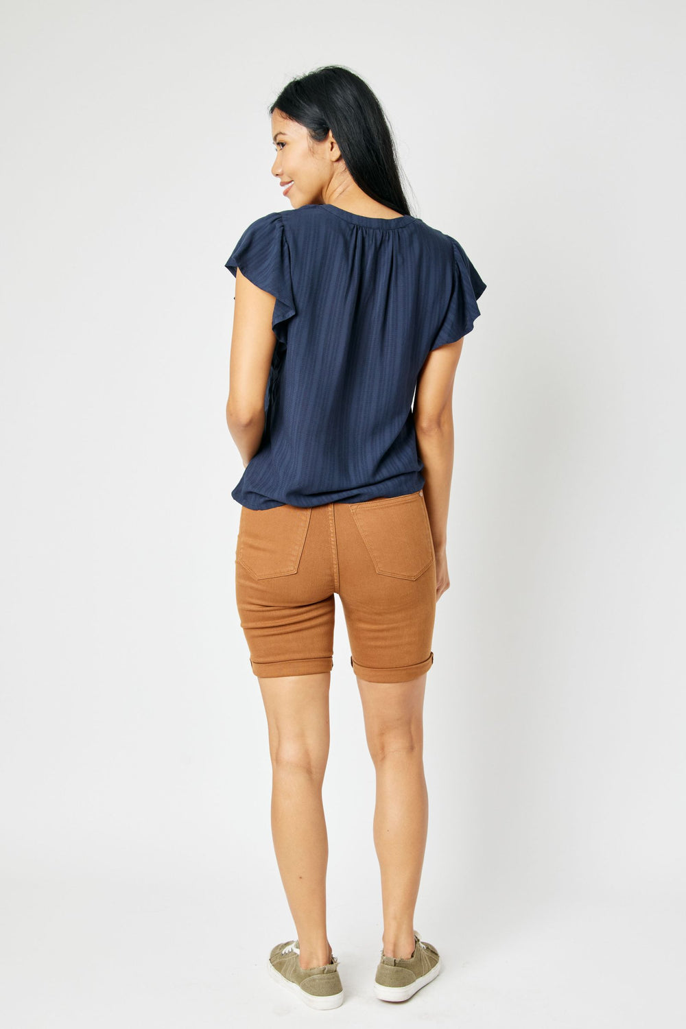 Isla Camel Hi Waist Tummy Control Bermuda Shorts