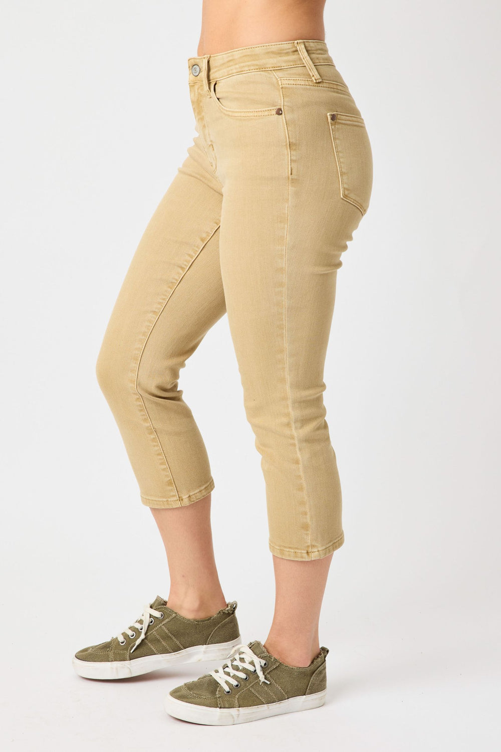 Ava Mid Rise Khaki Capris