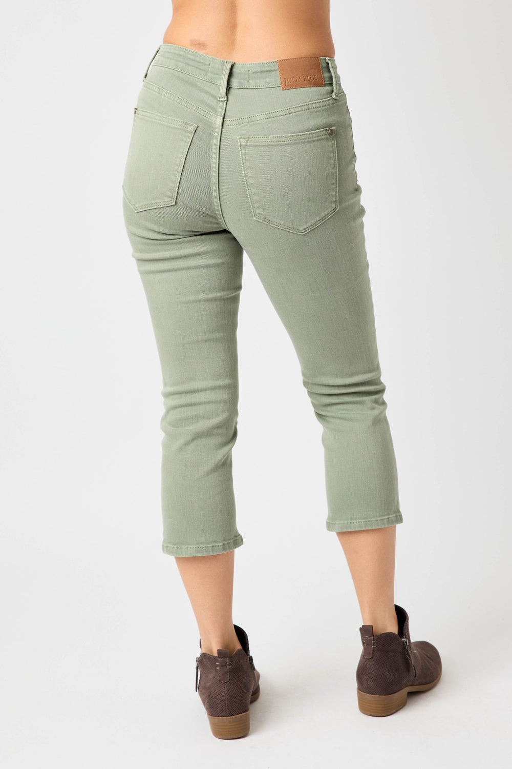 Sage Green Mid Rise Capris