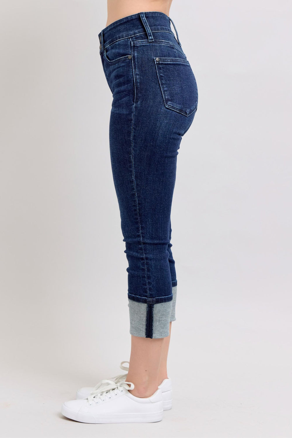 Aurora HW Double Band Capri Jeans