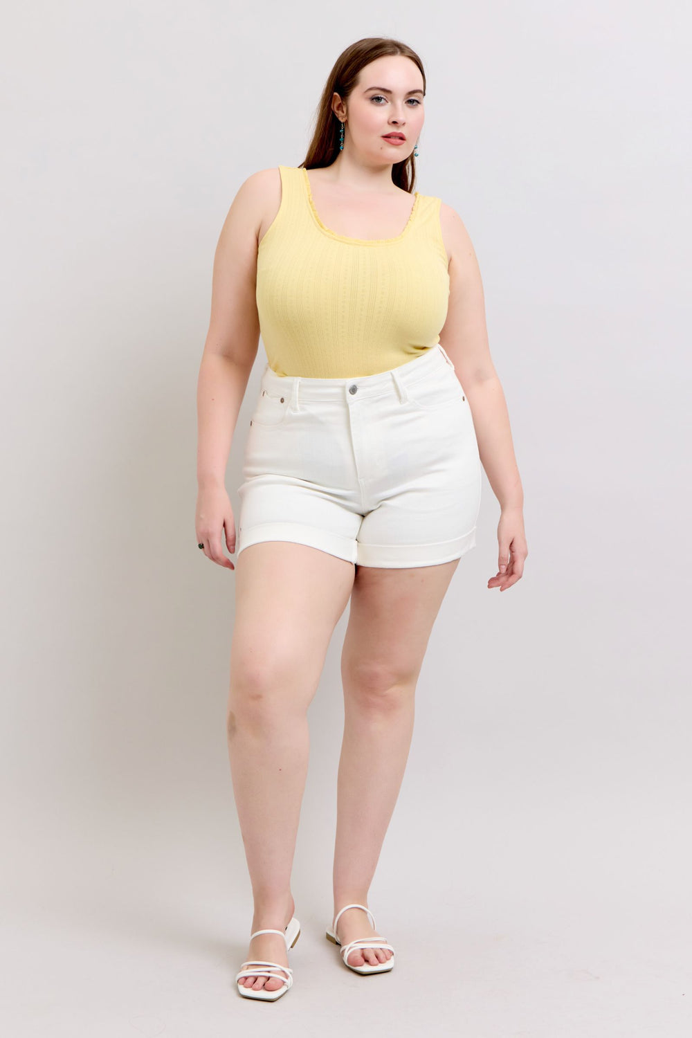 Juniper HW White Rolled Cuff Shorts