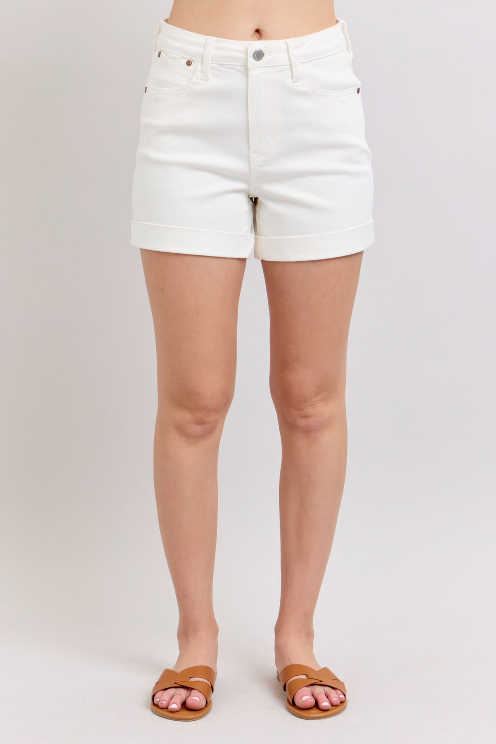 Juniper HW White Rolled Cuff Shorts