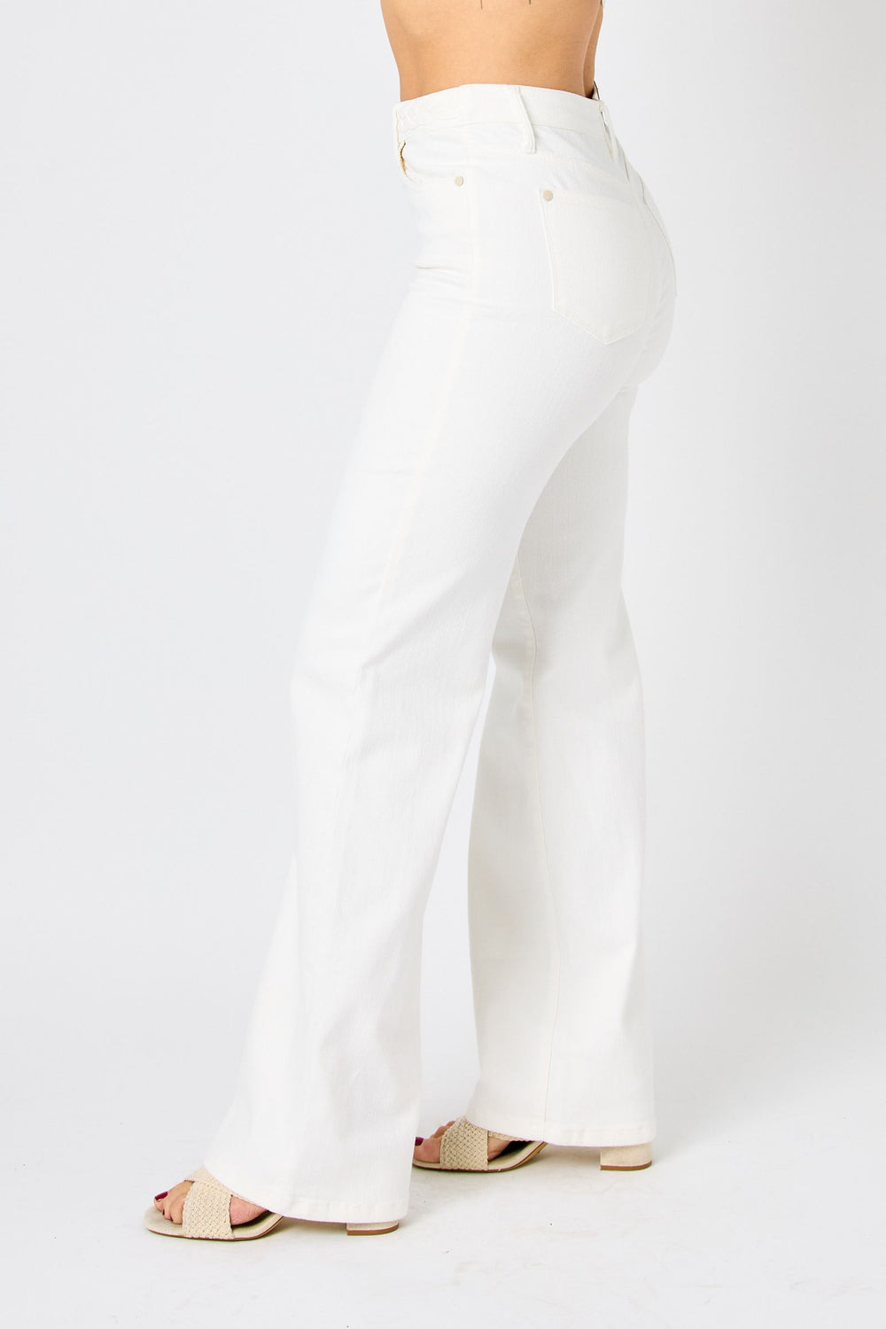 Brandi HW White Braided Waistband Wide Leg