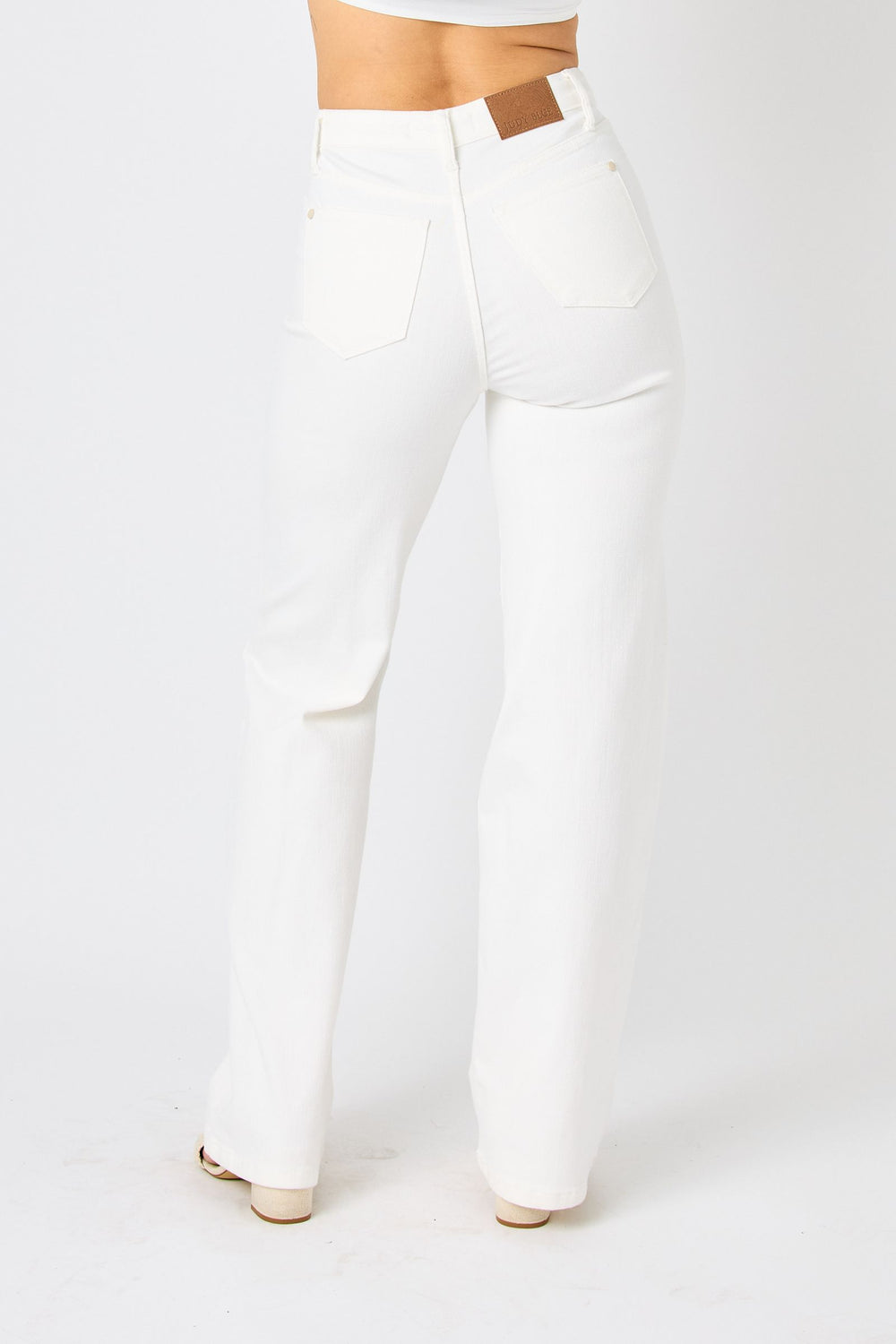 Brandi HW White Braided Waistband Wide Leg