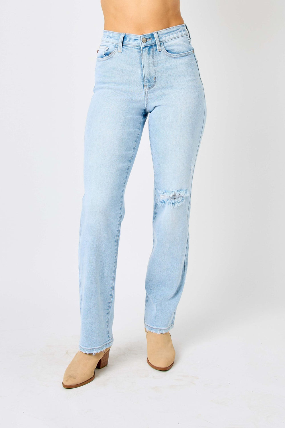 Melissa 90s Straight HW Ripped Back Jeans
