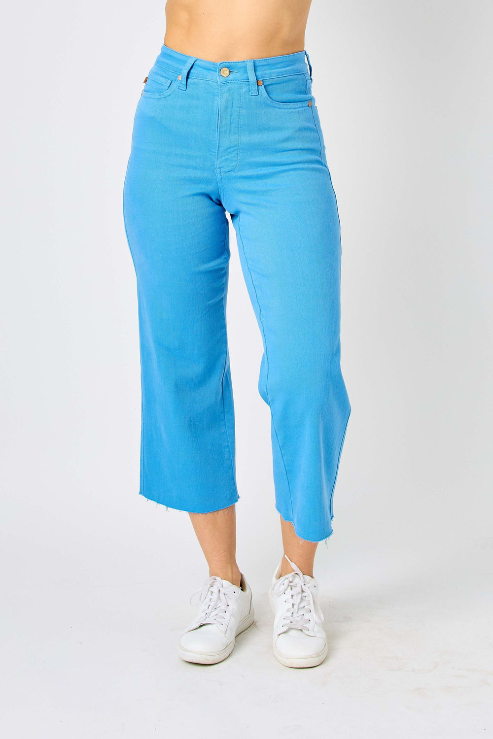 HW Sky Blue Tummy Control Crop Capri