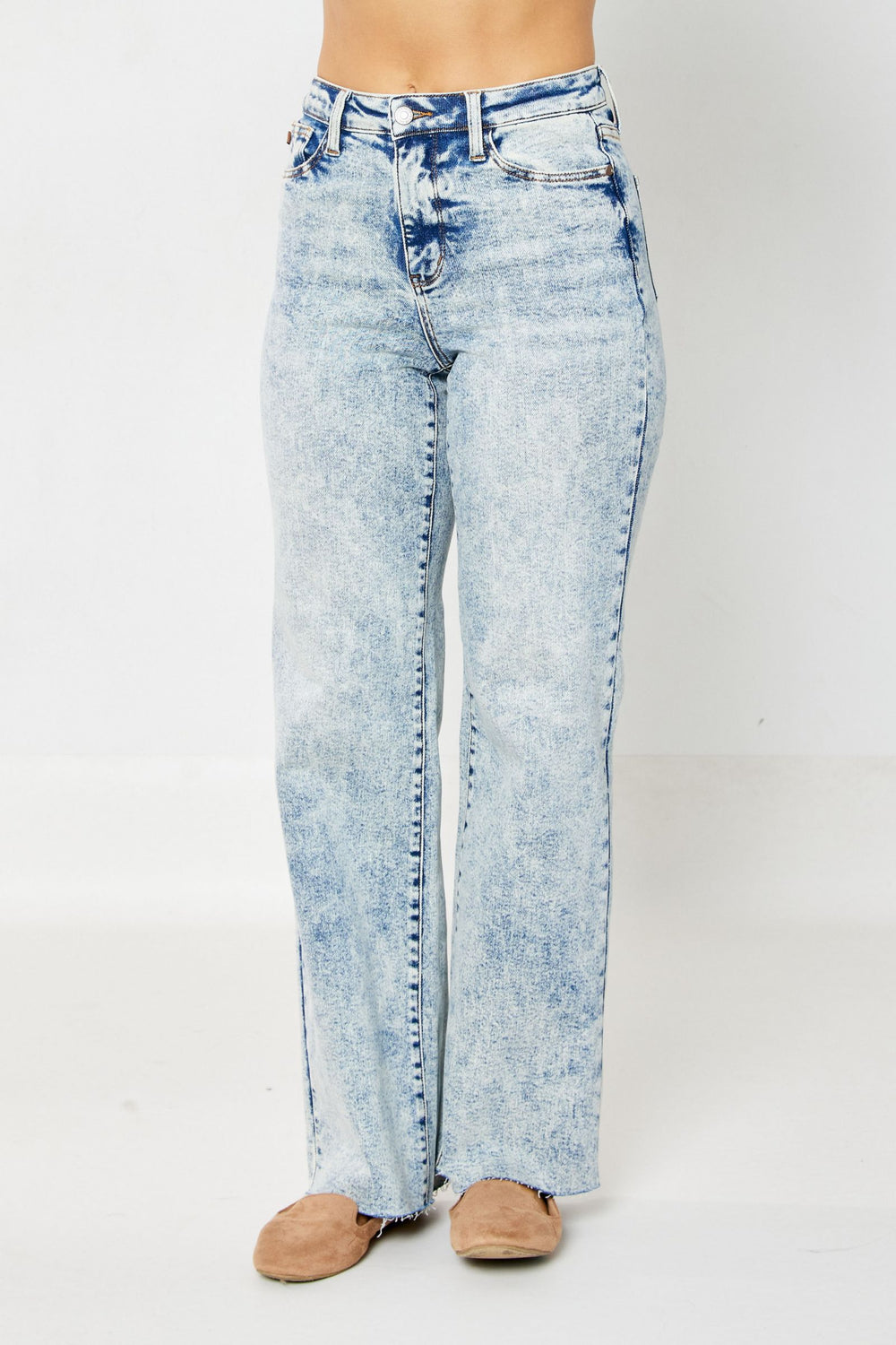 Dory HW Mineral Wash Raw Hem Wide Leg