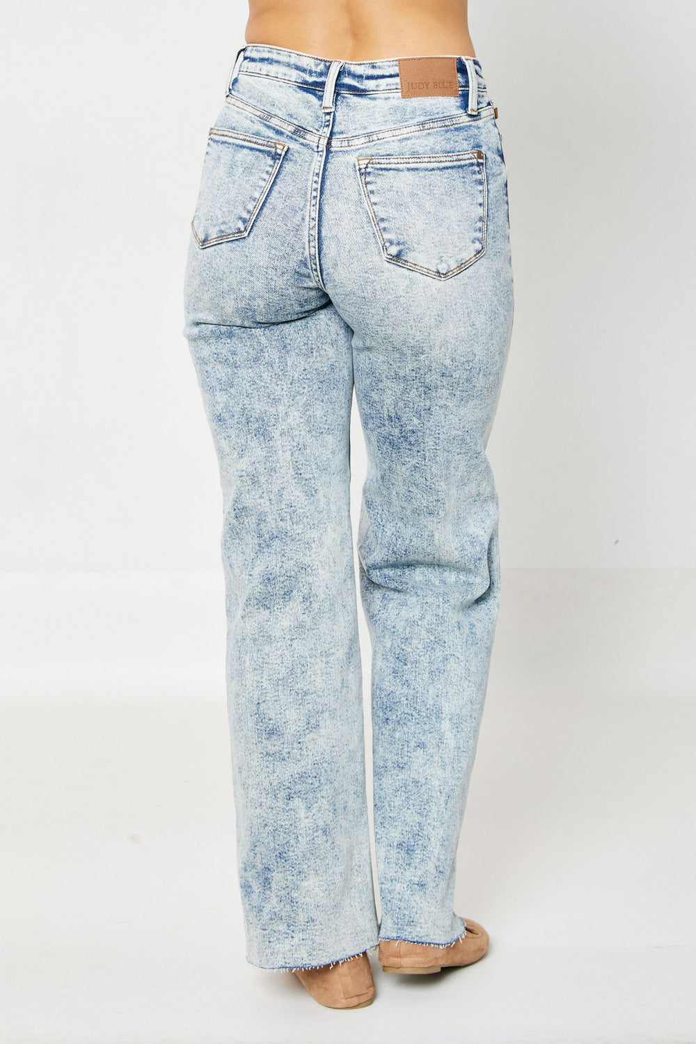 Dory HW Mineral Wash Raw Hem Wide Leg