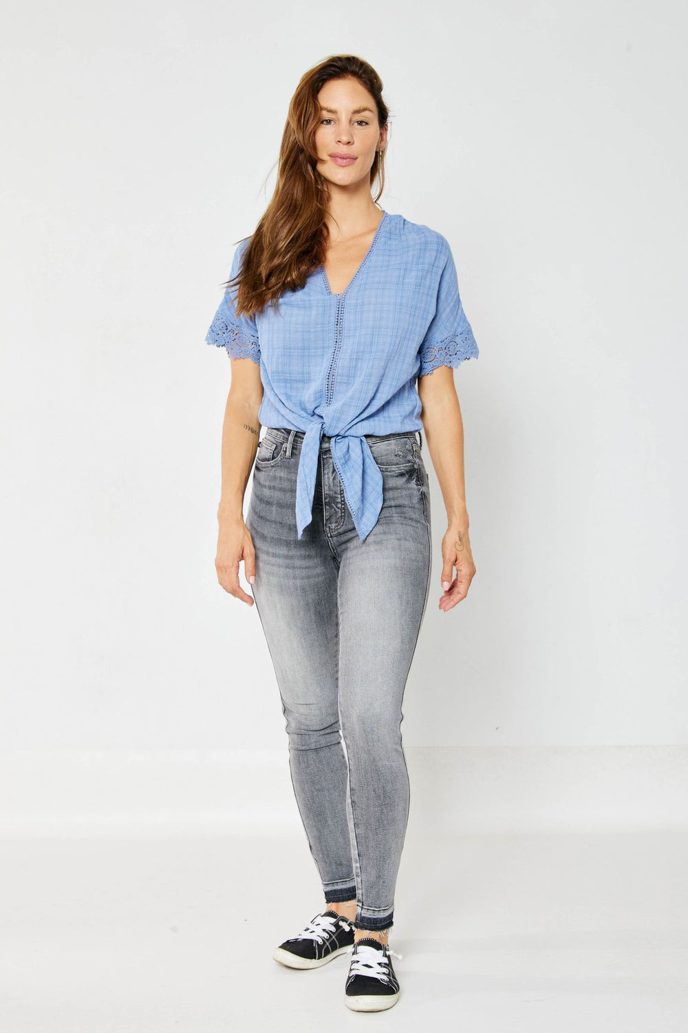 Morgan HW Tummy Control Release Hem Grey Skinny