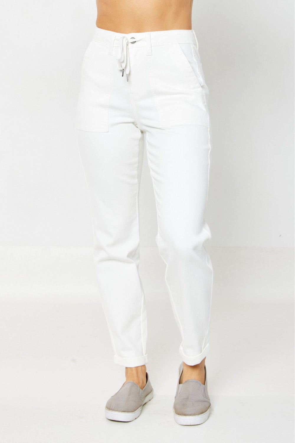 Maria HW White Cuffed Joggers