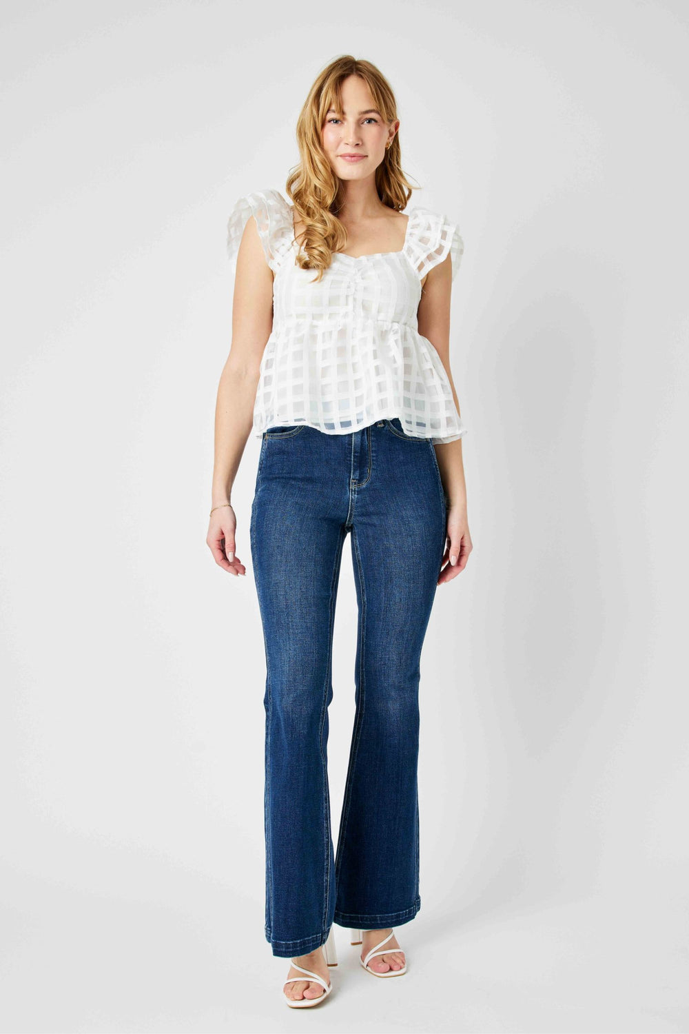 Calista HW Angled Side Seam Flare Jean