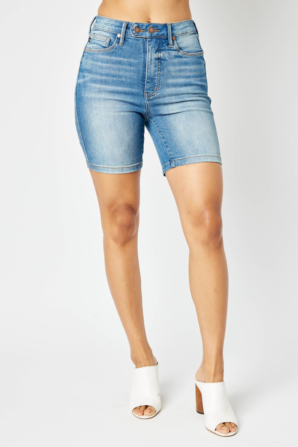 HW Double Button Tummy Control Bermuda Shorts