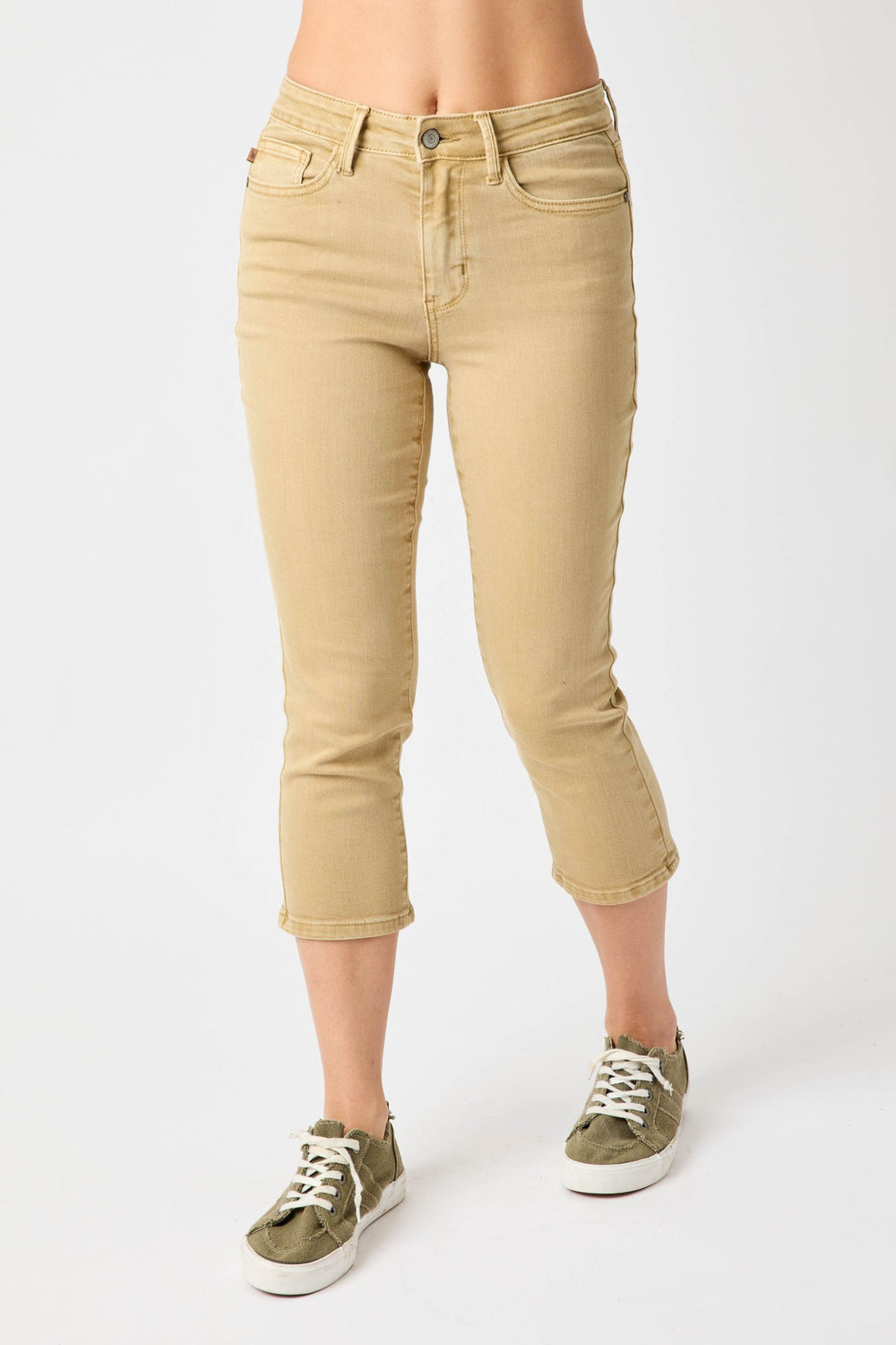 Ava Mid Rise Khaki Capris