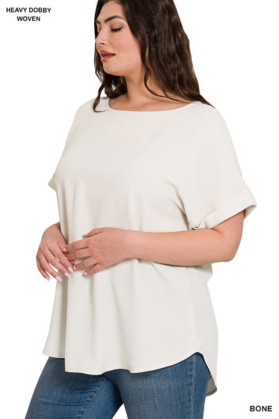 Rolled Sleeve Woven Tee