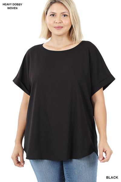 Rolled Sleeve Woven Tee