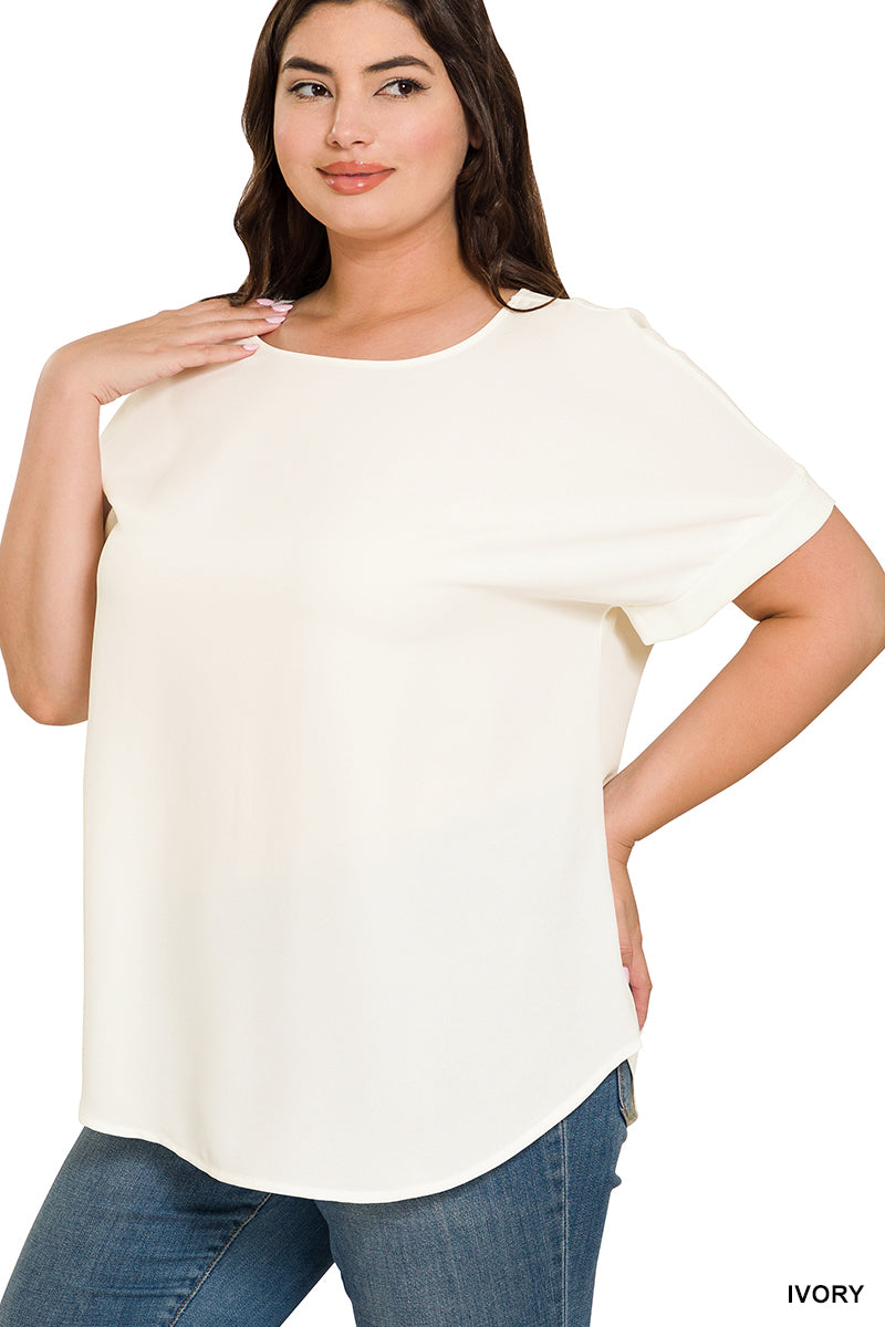 Rolled Sleeve Woven Tee