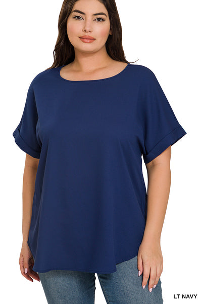 Rolled Sleeve Woven Tee
