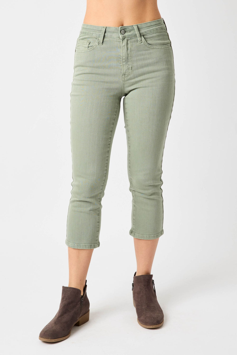 Sage Green Mid Rise Capris