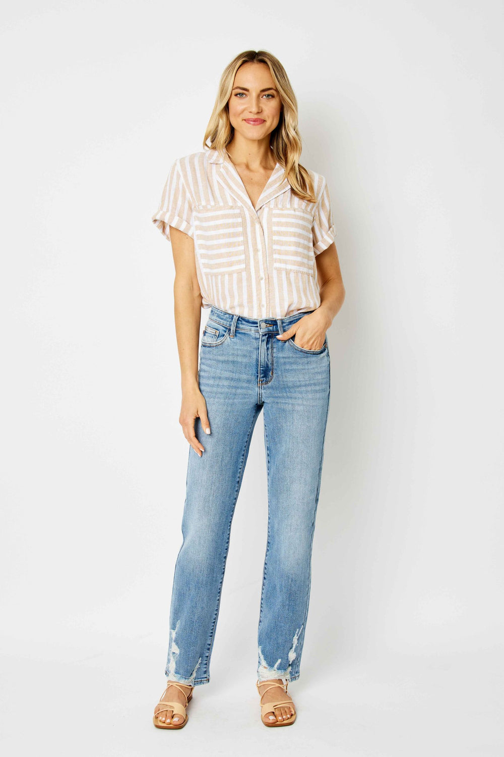Selena HW Straight w/Heavy Destroy Hem