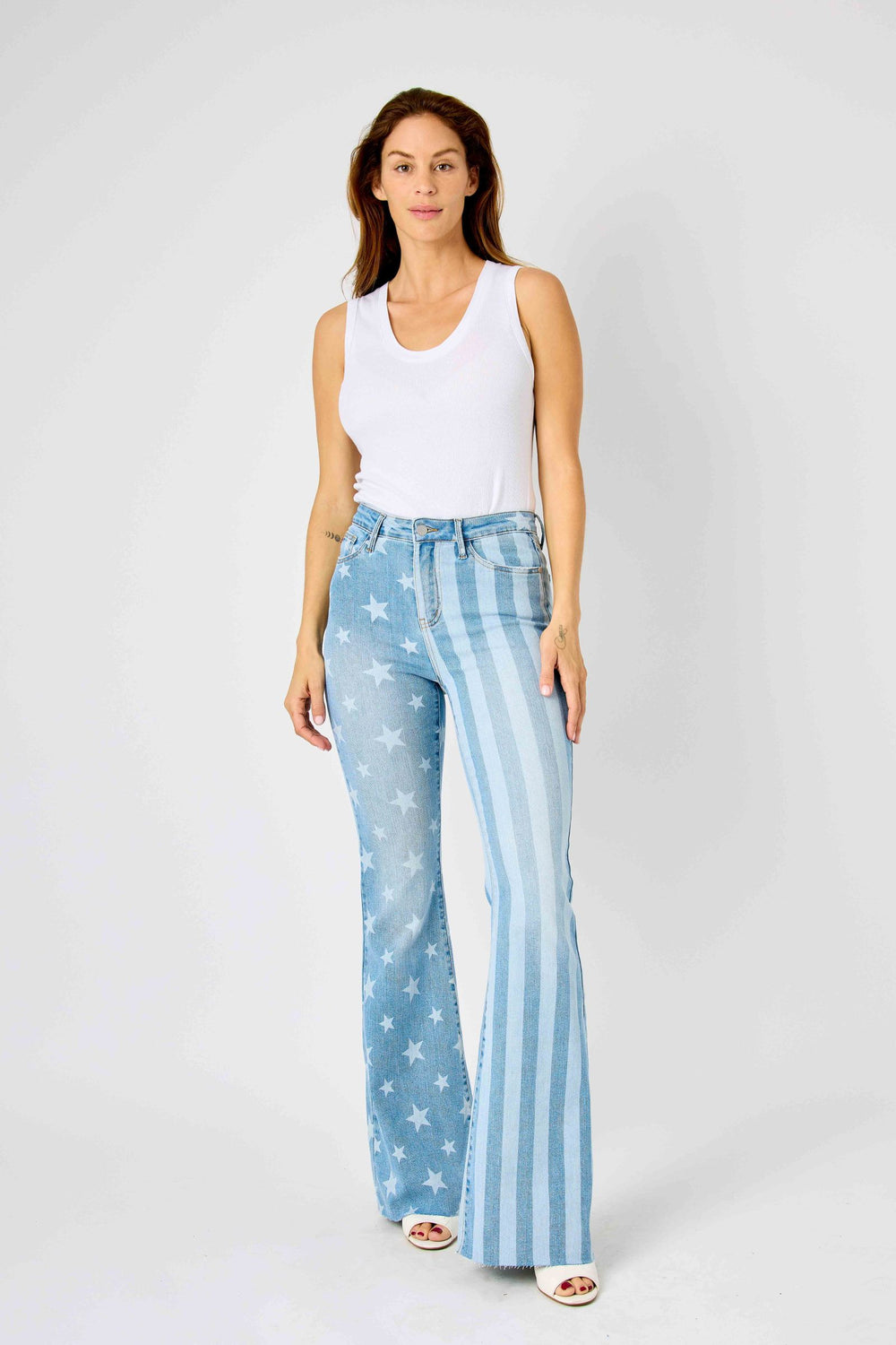 HW Stars and Stripes Bleach Wash Flare