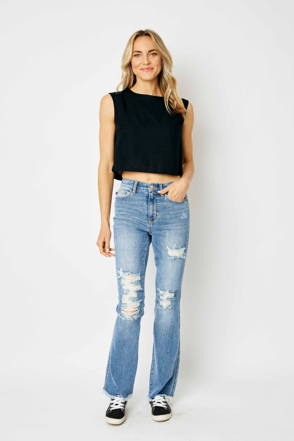 Frannie HW Fray Hem Bootcut Destroyed