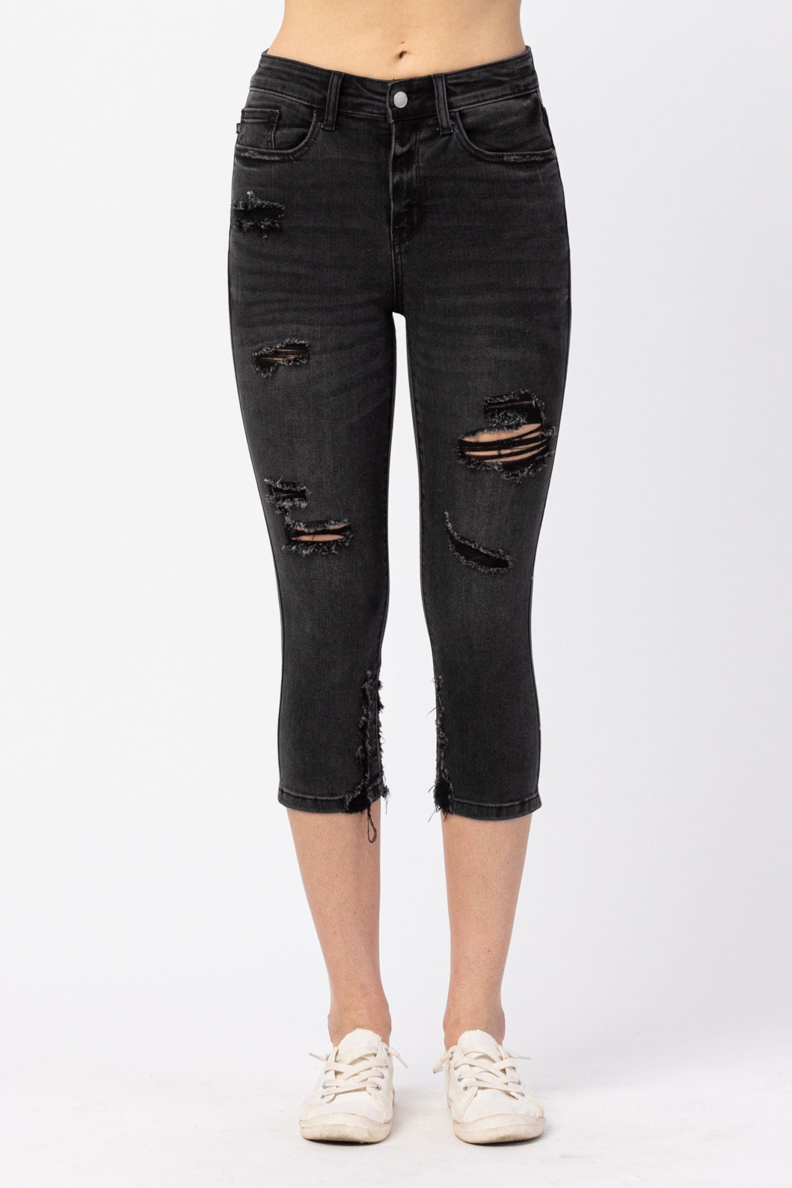 HW Destroyed Black Skinny Capri