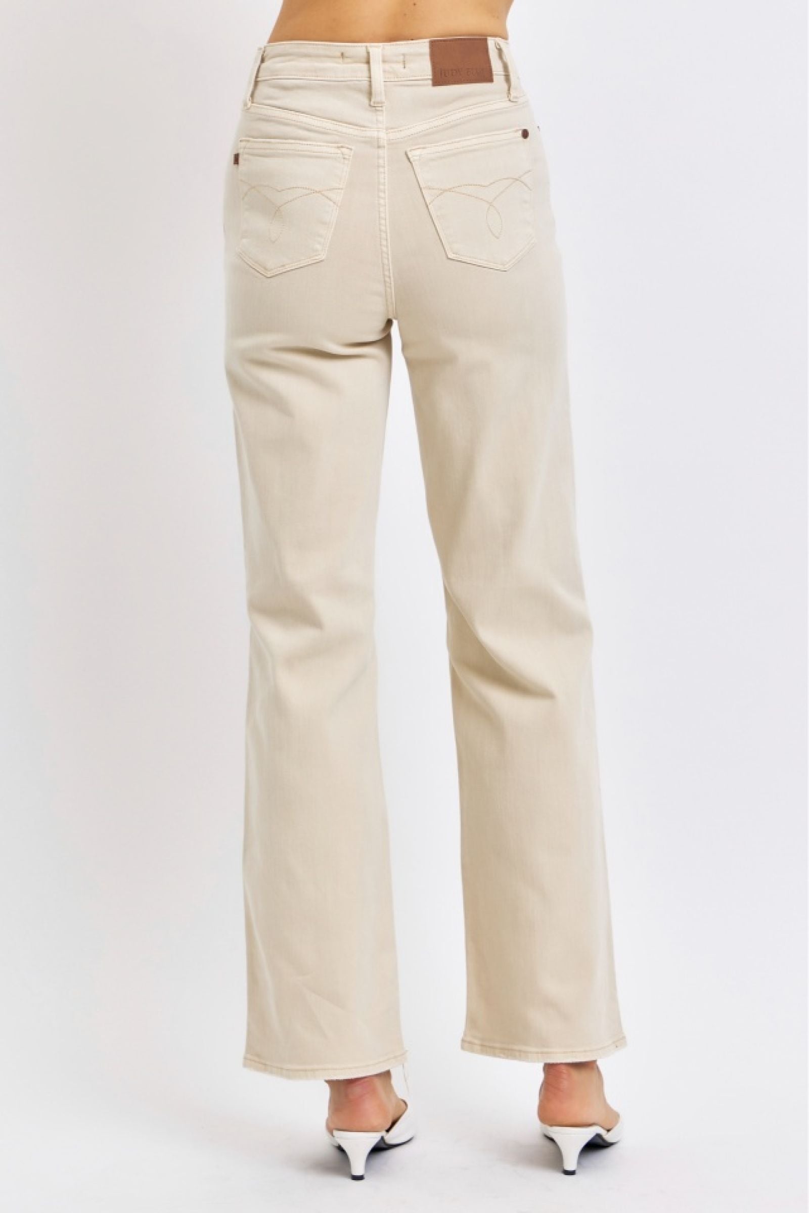 Tabitha HW Khaki 90s Straight Destroyed Jeans