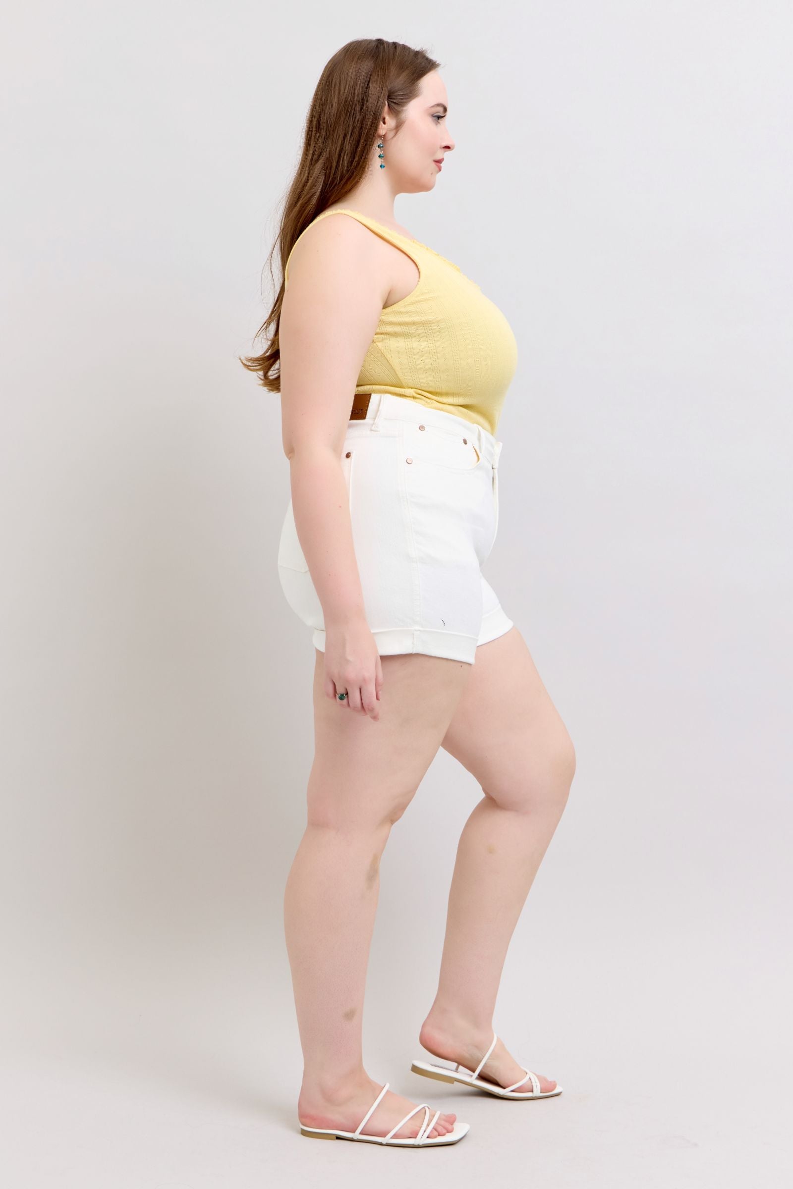 Juniper HW White Rolled Cuff Shorts