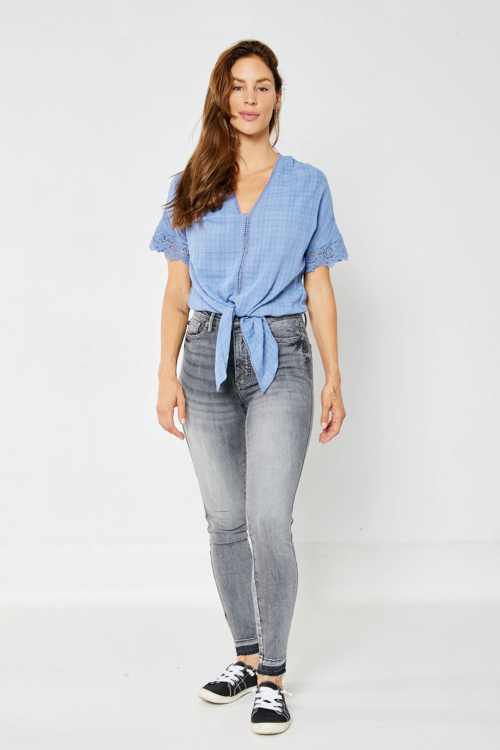 Morgan HW Tummy Control Release Hem Grey Skinny