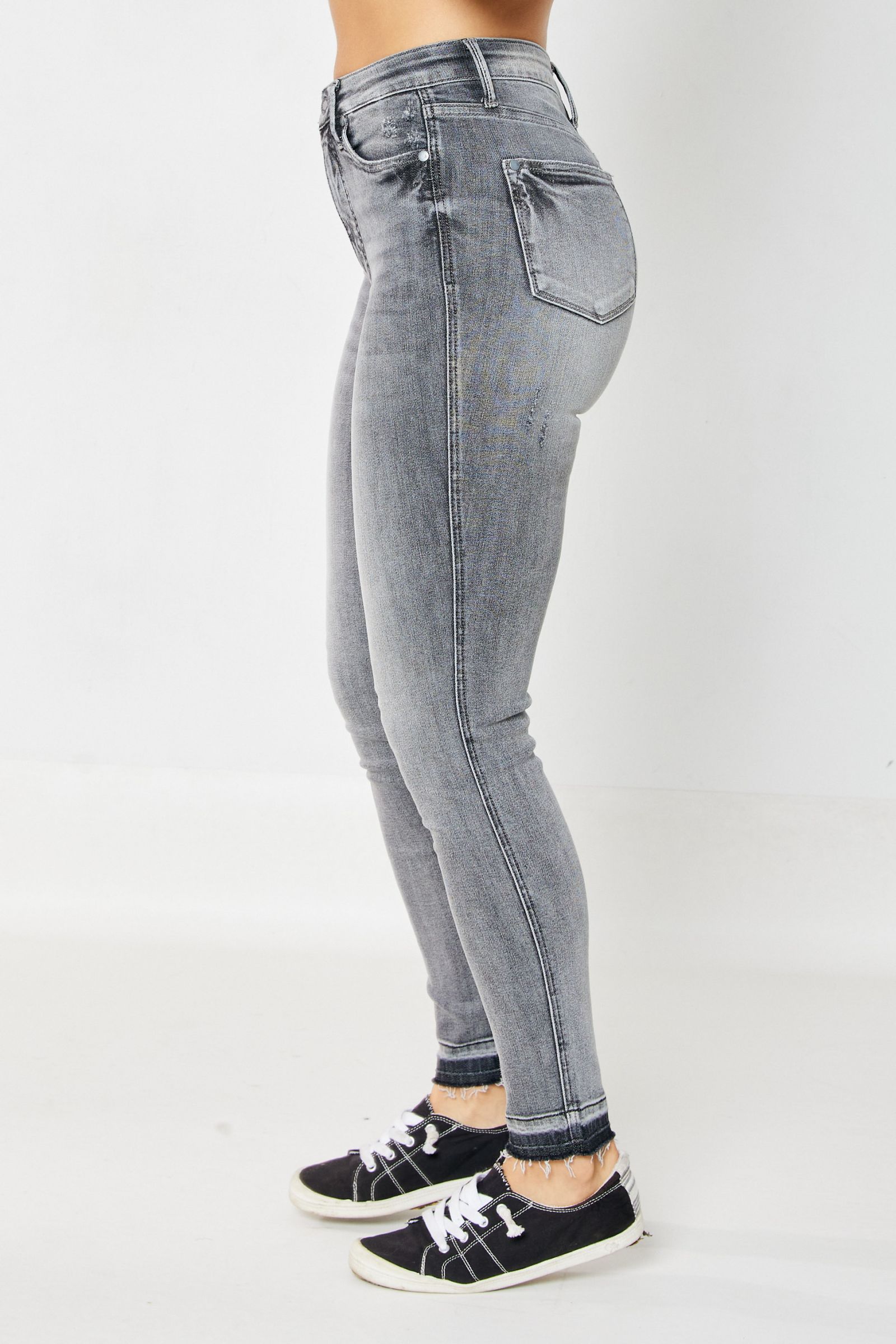 Morgan HW Tummy Control Release Hem Grey Skinny