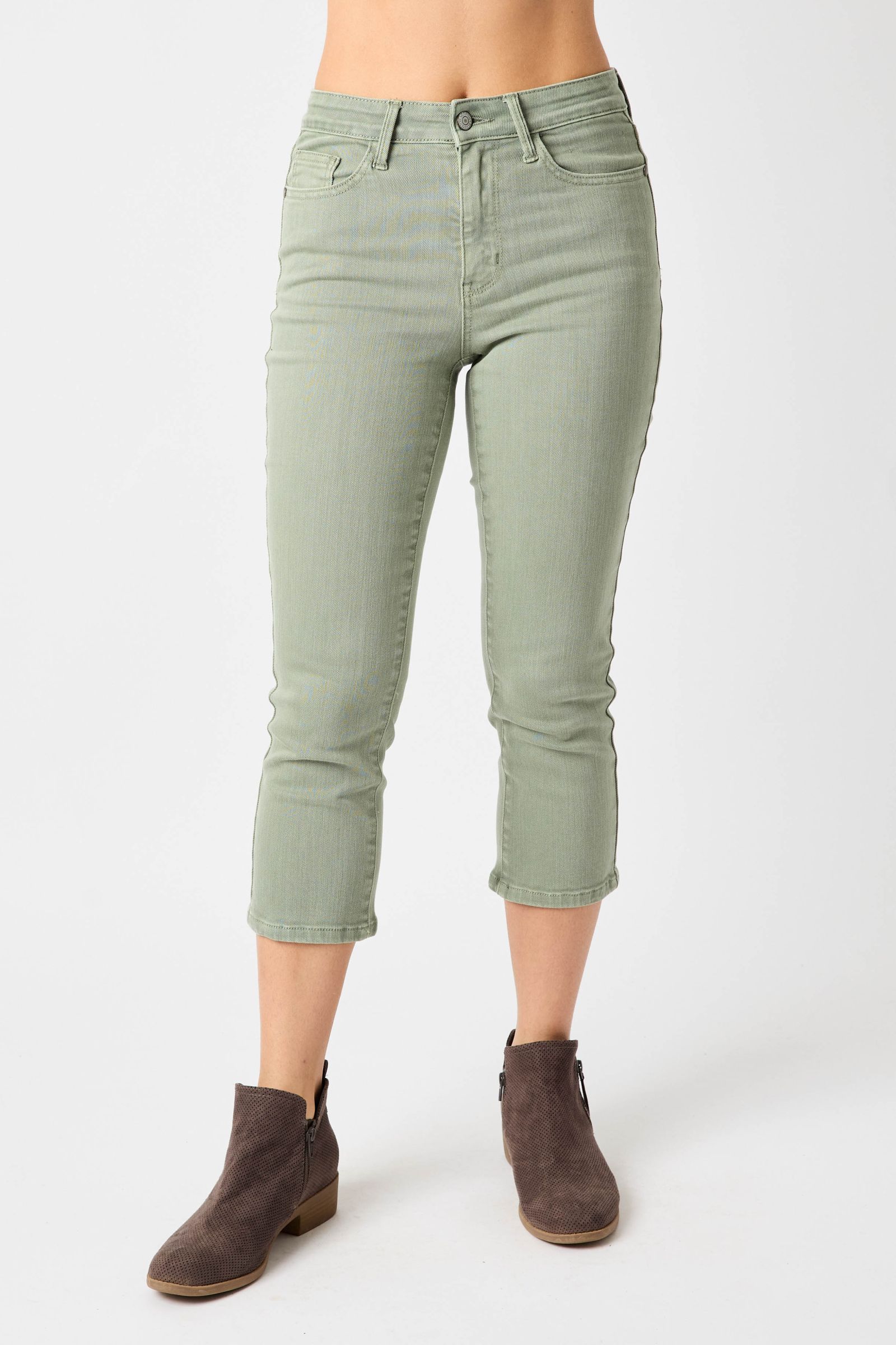Sage Green Mid Rise Capris