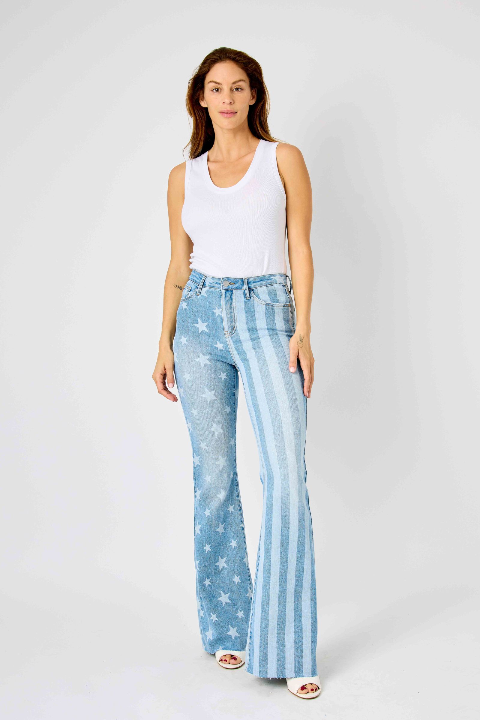 HW Stars and Stripes Bleach Wash Flare